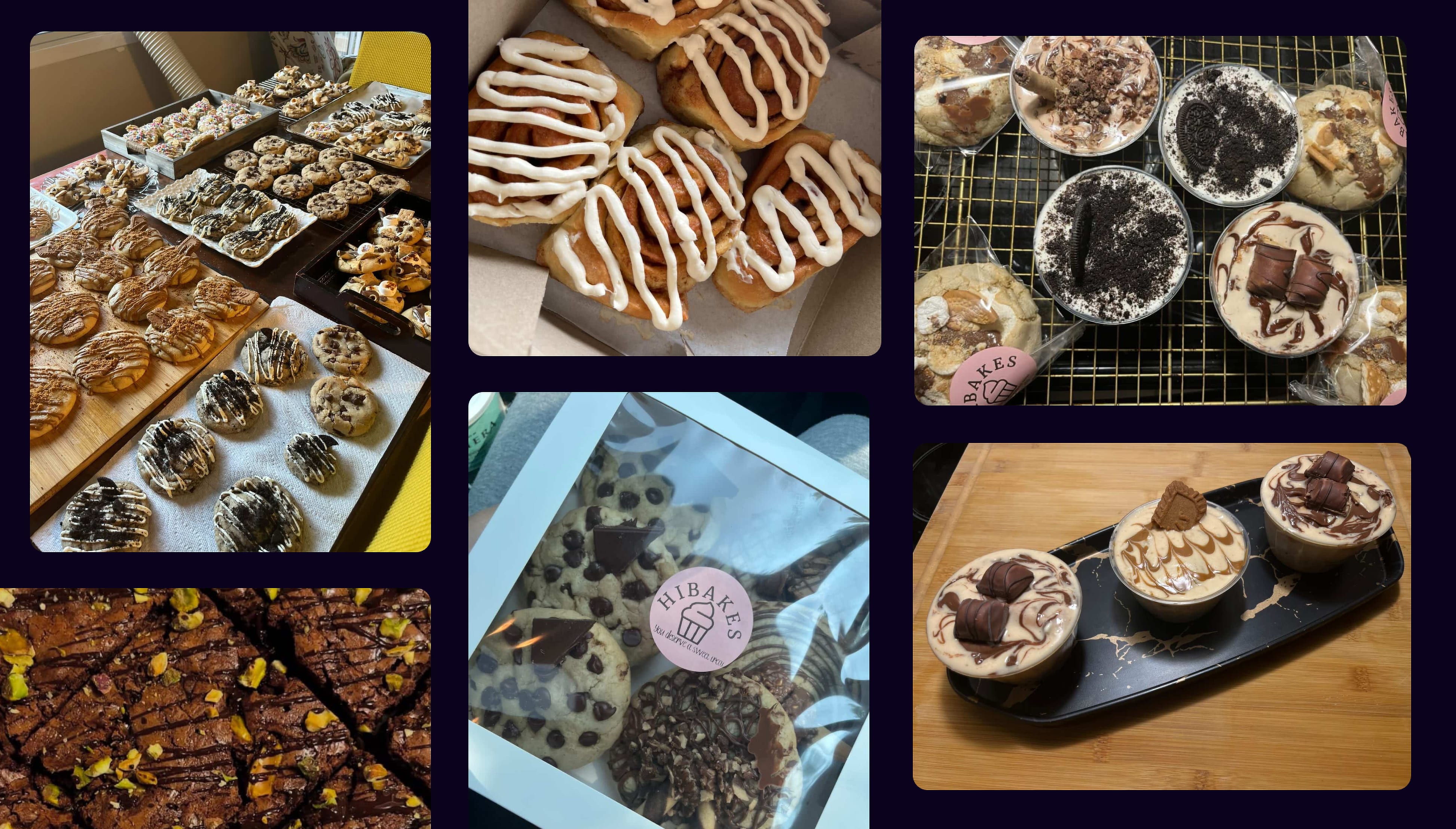 Mosaïque de photos de biscuits et de pâtisseries Hibakes.