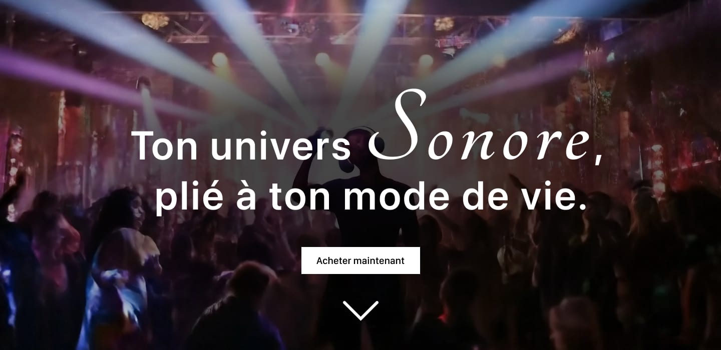 Section d’accueil du site Satellite : « Ton univers Sonore, plié à ton mode de vie. »