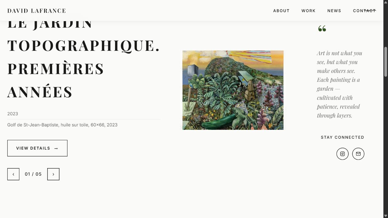 Featured work layout on the David Lafrance website