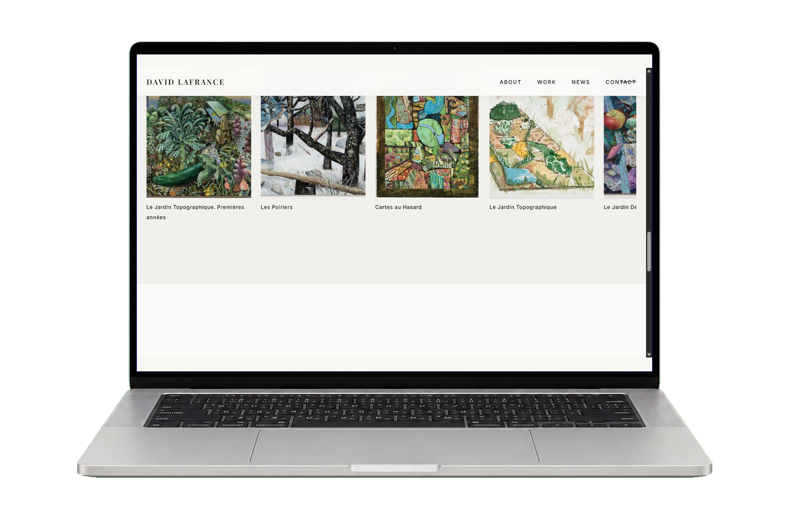 David Lafrance artwork collection displayed on a laptop