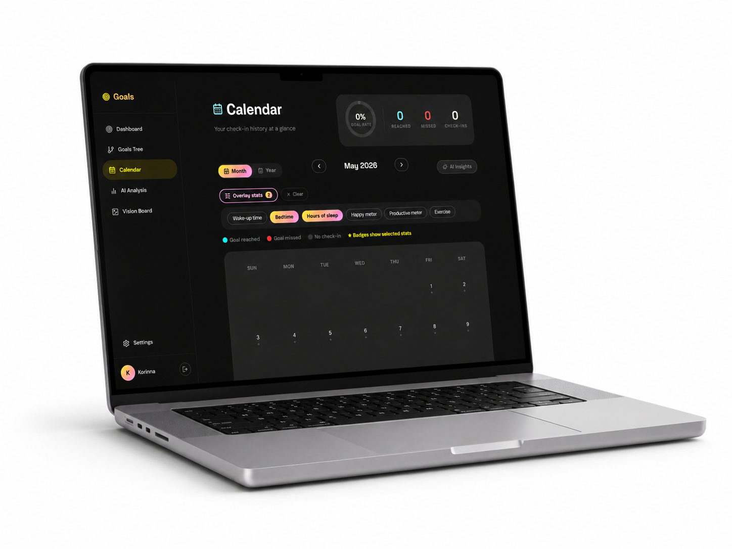 Goals Interface Screenshot 1