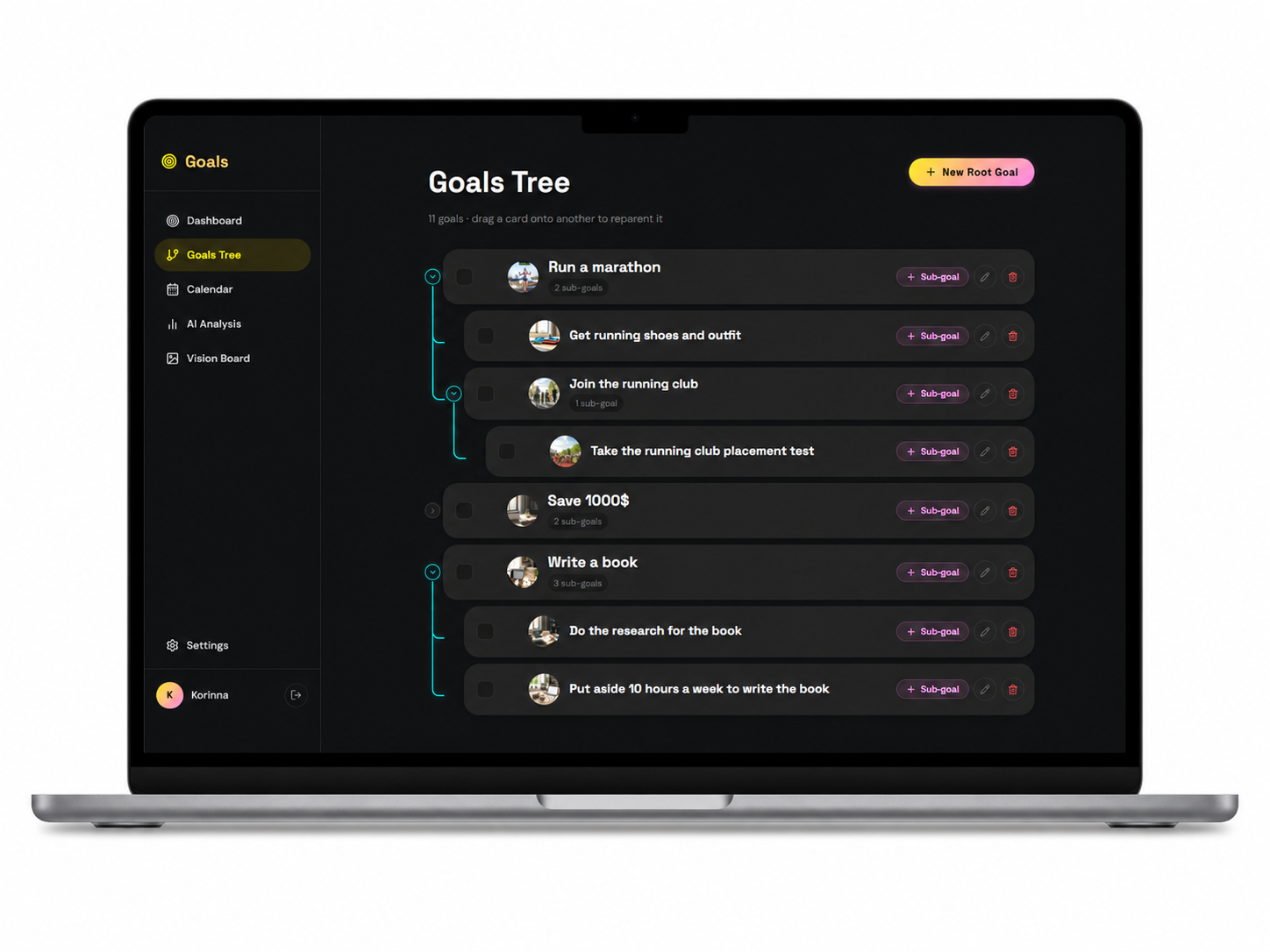 Goals Interface Screenshot 2