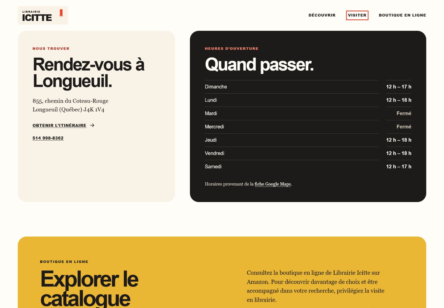 Librairie Icitte address and opening hours