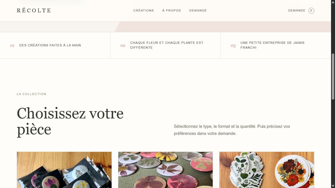 Récolte website collection introduction